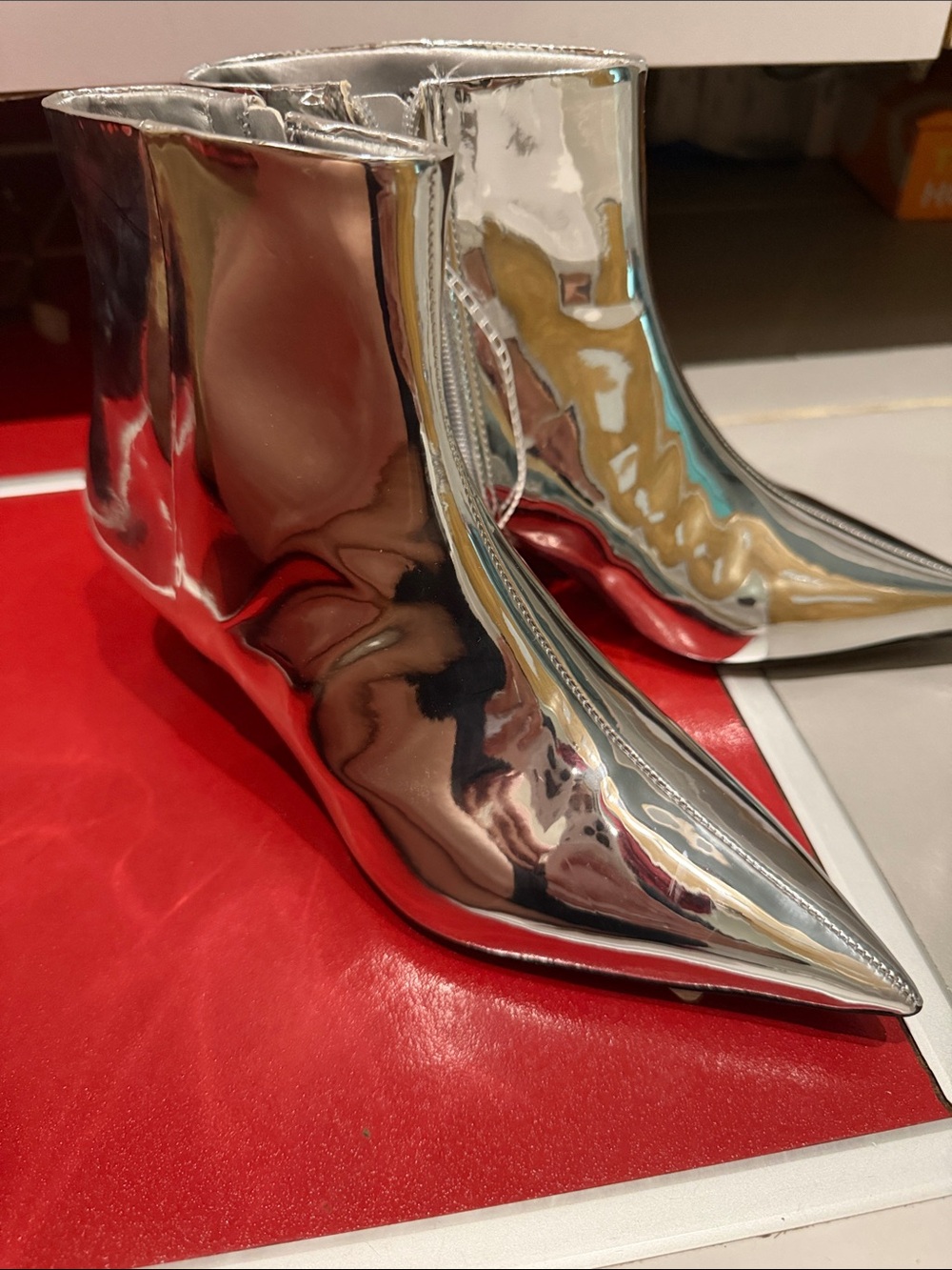 Gianni Bini Metallic Silver Pointed-Toe Ankle Booties